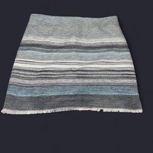LOFT Multi-Striped Mini Skirt in Gray and Blue
